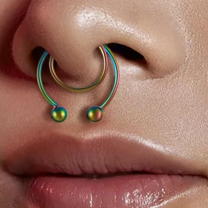 Stainless Steel Fake Nose Ring Non Piercing U Shaped Septum Cuff Horseshoe Hoop Clip On Jewelry For Women Men