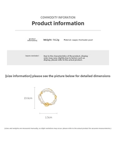 Detailed view of gold plated double layer freshwater pearl bracelet with product dimensions
