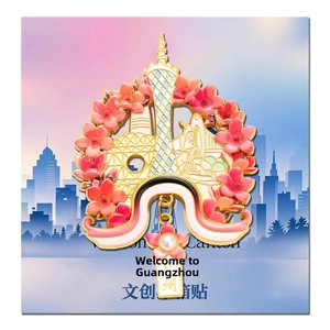 Détails du magnet souvenir de la tour Canton de Guangzhou avec cerisiers et breloques