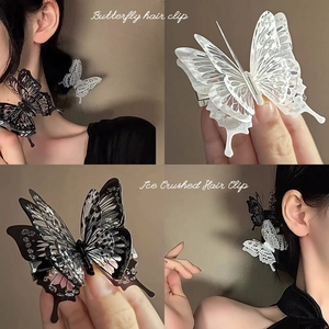 3D Schmetterling Haarklammern Elegant Eiskrusten Textur Kunststoff Glitzer Entenschnabel Haarnadeln Zubehör Für Frauen Mädchen