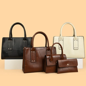 Elegant crocodile pattern handbag set for women including tote and shoulder bag styles