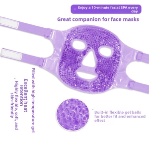 Close-up of flexible purple gel beads inside a cooling eye mask for therapy