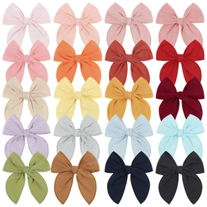 Handmade Linen Cotton Fabric Bow Hair Clips Solid Alligator Clips Cute Pastoral Style Hair Accessories For Girls Kids