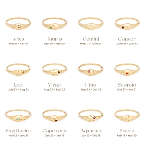 S925 sterling silver zodiac rings grid with gold finish and colorful gemstones