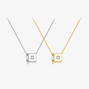 925 Sterling Silver Square Zirconia Pendant Necklace For Women Minimalist Geometric Cube Charm Necklaces Fashion Jewelry