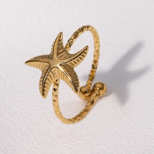 Bague étoile de mer minimaliste plaquée or 18K avec anneau torsadé pour femme