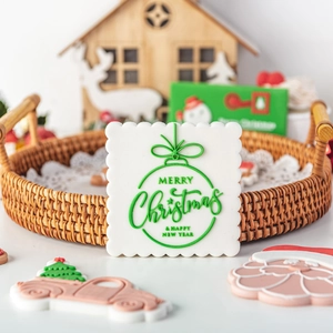 Christmas fondant cookie mold with Merry Christmas and Happy New Year embossed design