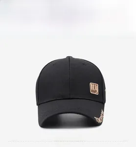 Detailed front view of black baseball cap with ny embroidery and side tomorrow text