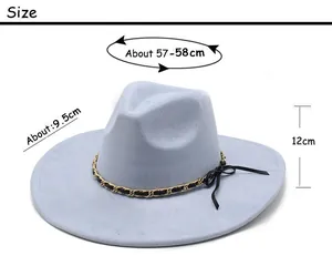 Size guide for fedora hat with 57-58cm circumference and 9.5cm brim measurements