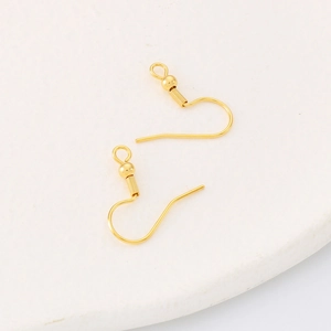 Golden stainless steel earring hooks with spring and bead for DIY jewelry making