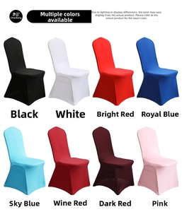 Detailed grid view showcasing eight vibrant color options for elastic banquet chair covers