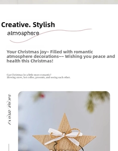 Close-up of wooden star ornament with NOEL text and white ribbon for Christmas decor