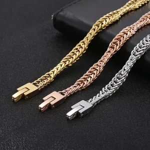 Collier Maille Épi En Acier Inoxydable Tressé Chaîne Franco Bijoux Pour Homme Avec Fermoir Boîte