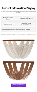 Detail of white and coffee handmade woven cotton wall hangings on wooden rods