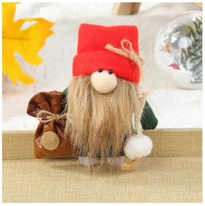 Gnome de Noël en peluche avec bonnet rouge et sac cadeau pour décoration de sapin festive