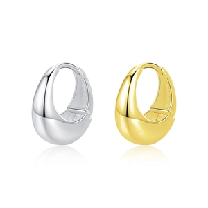 Polished S925 sterling silver teardrop hoop earrings in gold and silver finishes