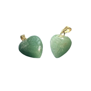 Green heart shaped natural stone pendants with gold metal clasp for jewelry making