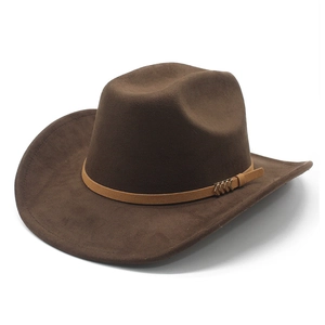 Retro Western Cowboy Hat Suede Wide Brim With Metal Arrow Buckle Outdoor Sun Protection Vintage Style For Men Women