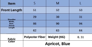 Size chart for women's striped crewneck knit sweater with detailed measurements in cm