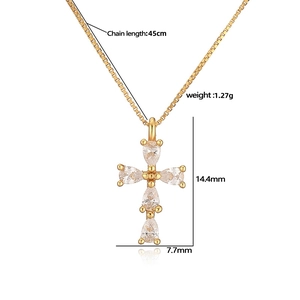 S925 Sterling silver hip-hop cross necklace with zircon pendant on white background