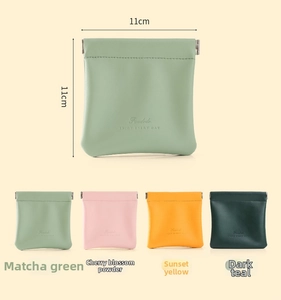Detail of 11cm waterproof PU leather pouch with squeeze top closure in multiple colors