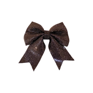 Elegant black bow hair clip featuring a shimmering crystal-encrusted design for women