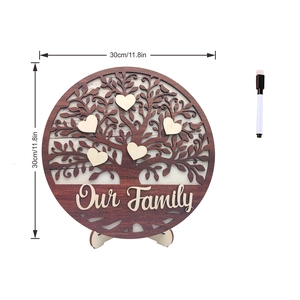 30cm wooden family tree decor with heart charms and marker for Mother's Day gift