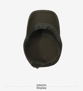 Interior view of the army green military flat cap showing sweatband and stitching details