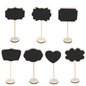 Mini Wood Blackboard Message Board Tabletop Stand Wedding Party Decor Garden Plant Labels Heart Cloud Shapes Ornament