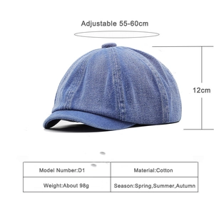Blue denim brimless docker cap with adjustable size and breathable cotton material