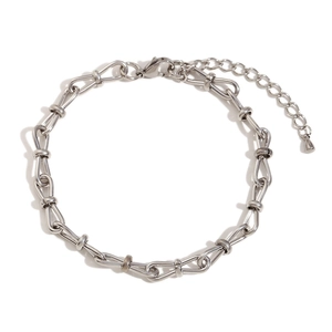 Polished silver stainless steel anklet with minimalist twisted chain and lobster clasp