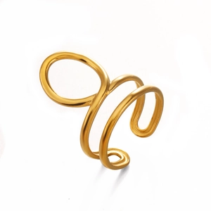 Minimalistischer 18K vergoldeter Edelstahl Spiralring mit mehrlagigem Design