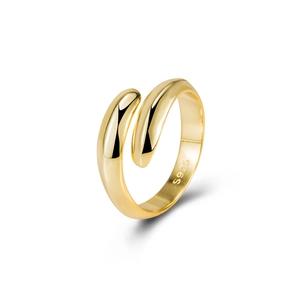 Minimalist S925 sterling silver adjustable open ring with a sleek gold plated finish