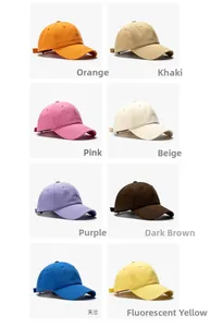 Grid view of soft cotton baseball caps in eight vibrant colors for outdoor sports wear