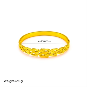 Minimalist 18k gold plated stainless steel U-shaped horseshoe buckle bangle bracelet