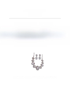 Detailed size specifications for silver necklace set with rhinestones and copper base