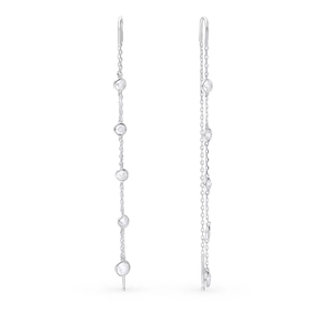 925 Sterling Silver Jewelry Round Zircon Minimalist Long Tassel Earrings Bracelet Anklet Necklace For Women