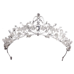 Elegant bridal tiara crown with silver plating and sparkling rhinestones for weddings