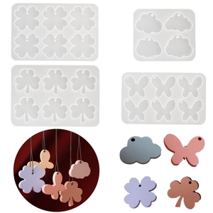 Molde Silicona Mariposa Nube Trébol Para DIY Resina Fundición Colgante Llavero Joyería Fabricación Claro