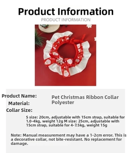 Size chart for pet Christmas ribbon collar showing dimensions for small and medium sizes