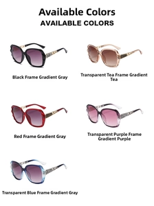 Überdimensionierte polarisierte Sonnenbrille mit verzierten Metallbügeln und Strasssteinen