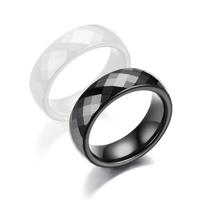 Faceted Ceramic Ring Geometric Rhombic Cut Modern Minimalist Fashion Band For Men Women Couples Unisex Jewelry