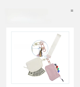 Detailed view of white and pink mini storage pouches for keys, cards and cash