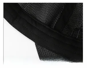 Detailed close-up of breathable mesh fabric and thickened sweatband on a baseball cap