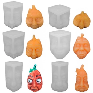 Halloween Pumpkin Face Silicone Mold Funny Human Face Shape For DIY Candle Soap Plaster Making Aromatherapy Craft