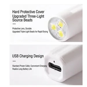Portable handheld LED nail lamp with 3 beads and USB charging port for fast curing