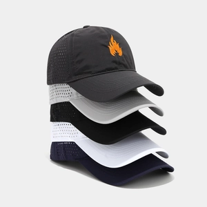Quick-dry laser-cut baseball caps with flame embroidery in five assorted colors