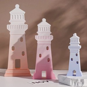 Lighthouse silicone mold set for DIY resin lighthouse ornaments in pastel gradients
