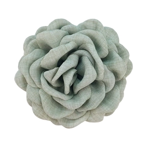 French retro fabric rose hair tie in elegant sage green with textured fabric layers
