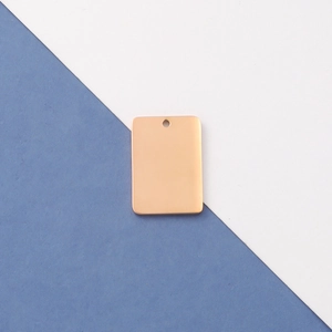 Polished rose gold rectangular stainless steel tag pendant with a pre-drilled hole